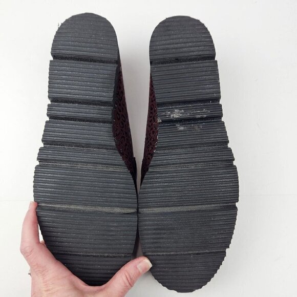 Di Chenzo Platform Loafer Womens 9.5/10 Ocelot Burgundy Leather Italian Leopard - Picture 11 of 13